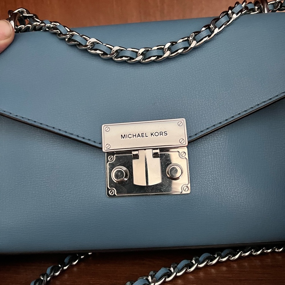 Hard To Find Smooth Blue Michael Kors Flap Bag